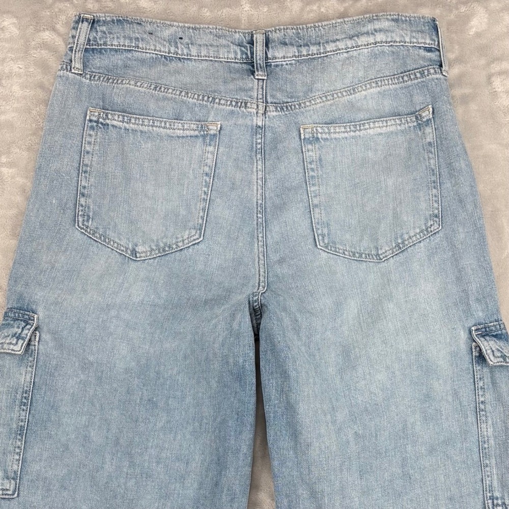 Gap Cargo Jeans Womens 14/32R (Fits 34x30) High Rise Light Wash Wide Leg Baggy - Picture 10 of 13